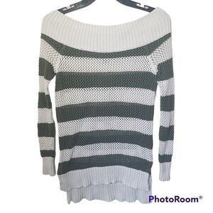 Aerie Off The Shoulder Open Weave Striped Pullover Sweater, Cover-Up